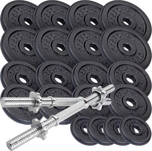 Reguliuojamas ketaus hantelių rinkinys 70 kg, 30/31 mm
