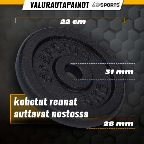 Ketaus svorių diskų rinkinys 30/31 mm 10–40 kg