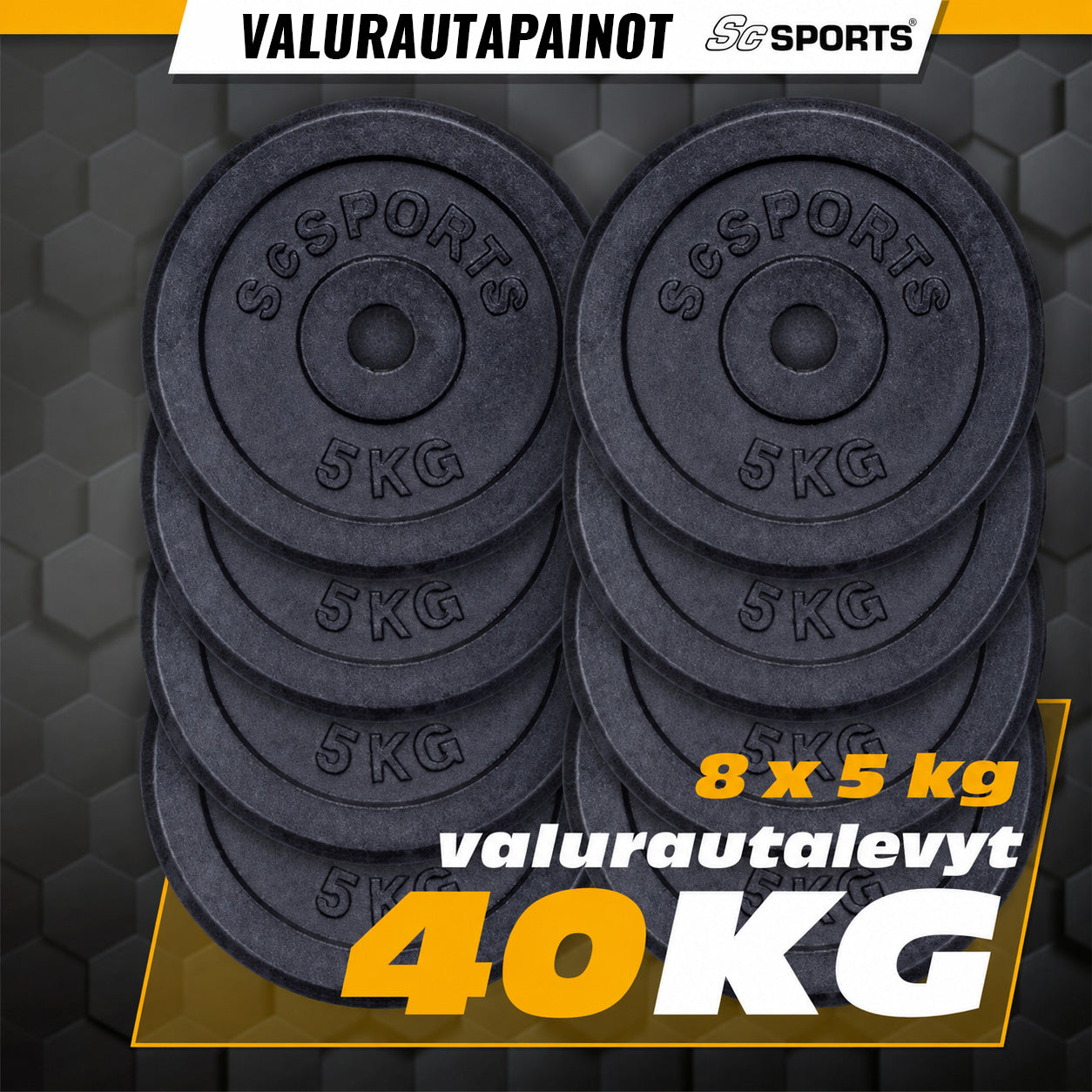 Ketaus svorių diskų rinkinys 30/31 mm 10–40 kg