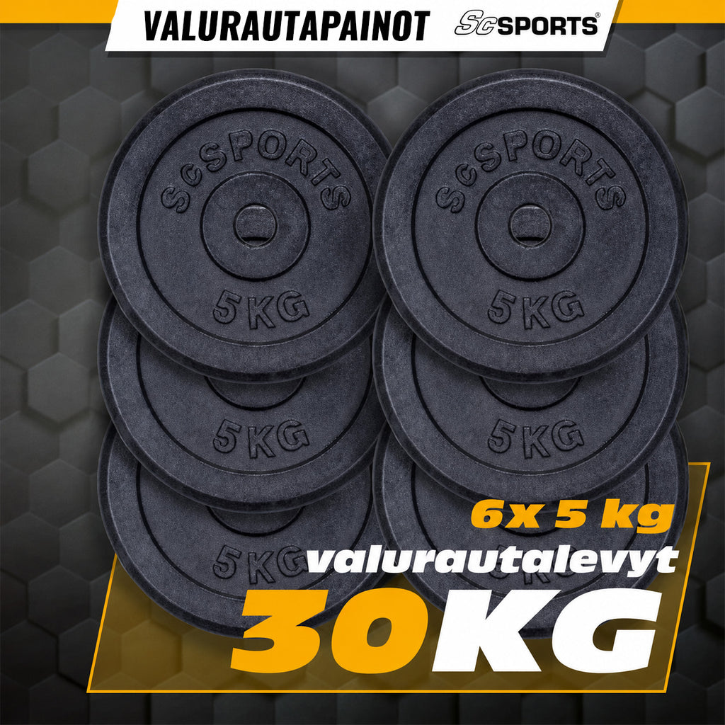Ketaus svorių diskų rinkinys 30/31 mm 10–40 kg