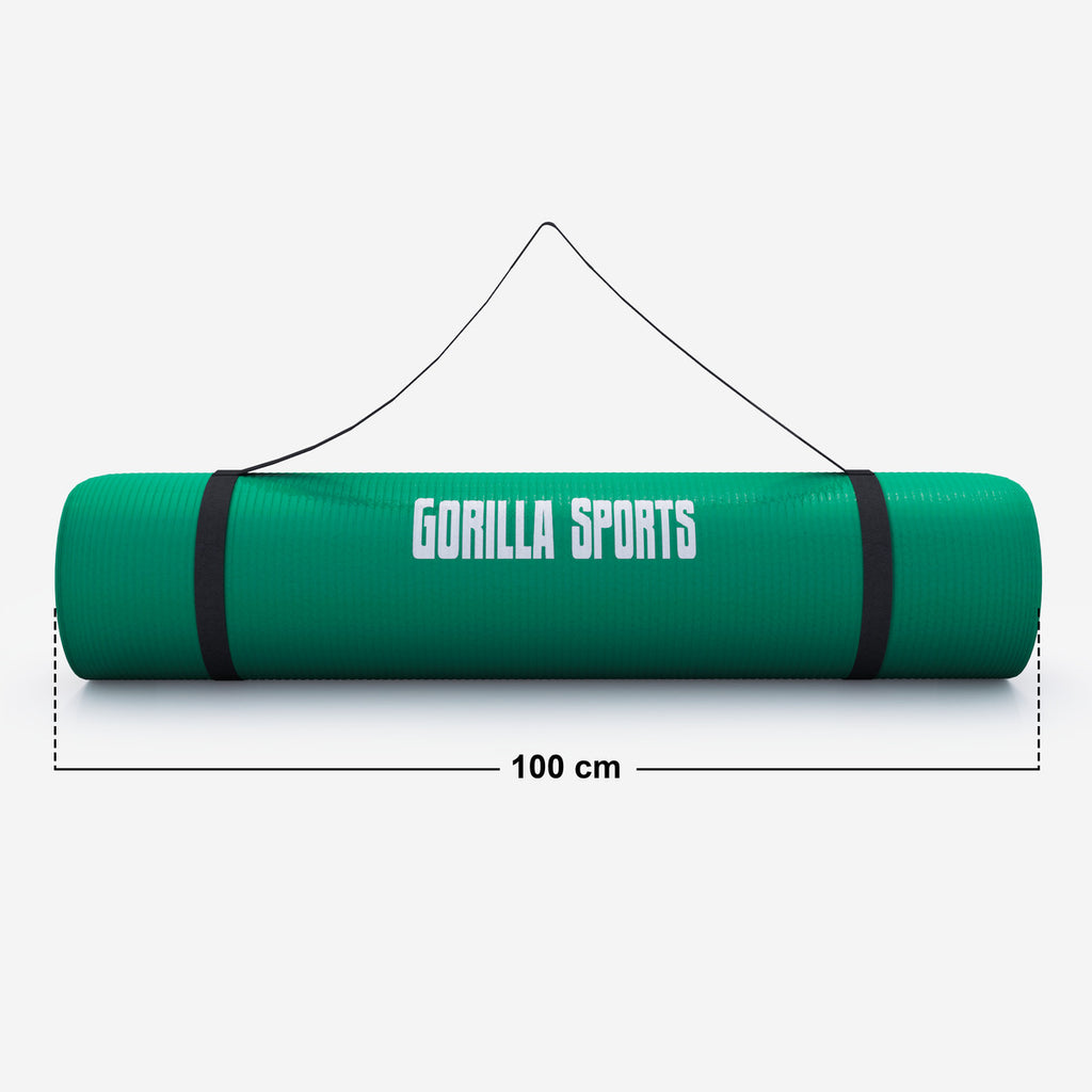 Gimnastikos kilimėlis su nešimo diržu 190 x 100 x 1,5 cm, žalias