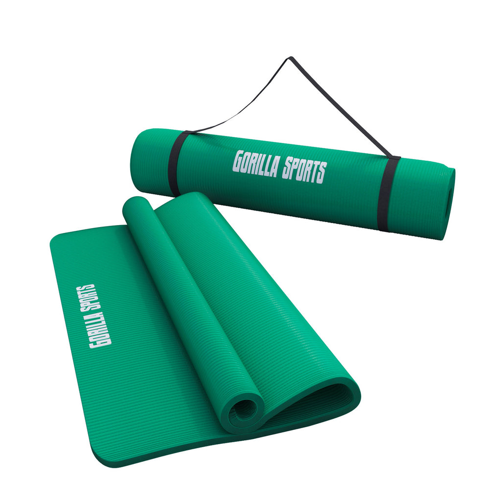 Gimnastikos kilimėlis su nešimo diržu 190 x 100 x 1,5 cm, žalias