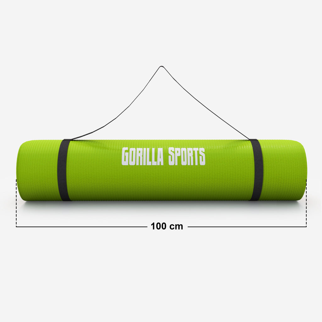 Gimnastikos kilimėlis su nešimo diržu 190 x 100 x 1,5 cm, laimo žalumo