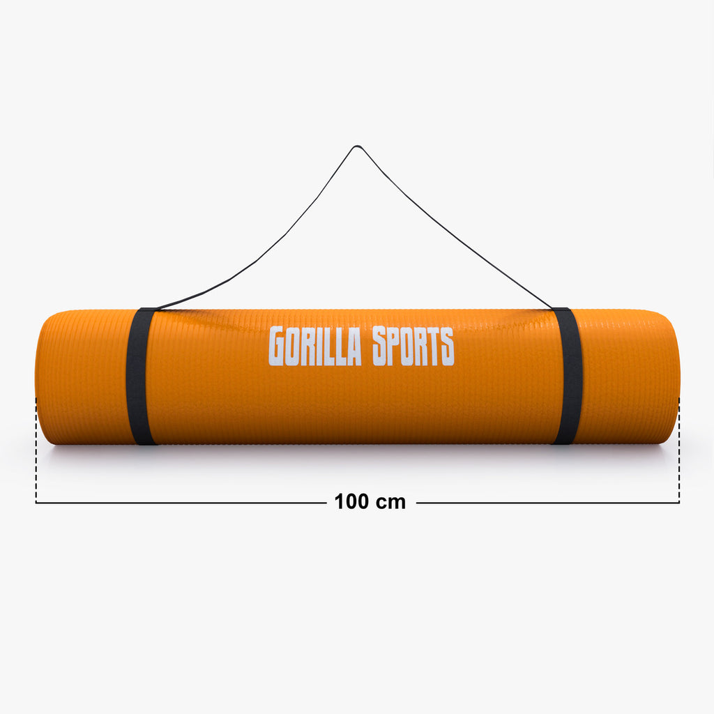 Gimnastikos kilimėlis su nešimo diržu 190 x 100 x 1,5 cm, oranžinis