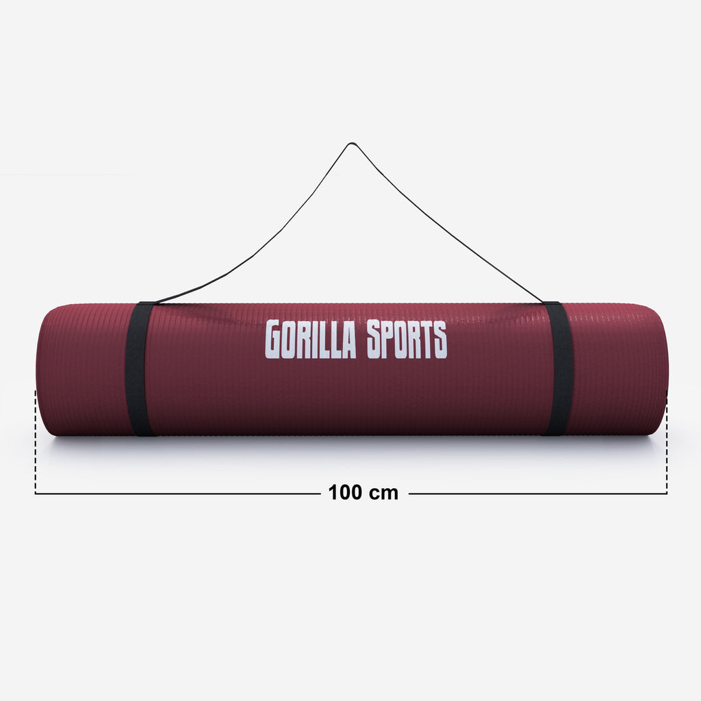 Gimnastikos kilimėlis su nešimo diržu 190 x 100 x 1,5 cm, bordo