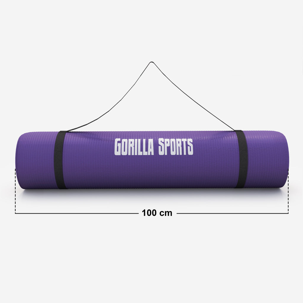 Gimnastikos kilimėlis su nešimo diržu 190 x 100 x 1,5 cm, violetinis