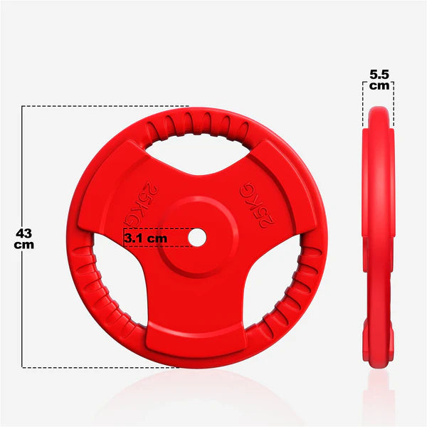 Guma dengtas svorio diskas 25 kg su rankenomis, 30 mm