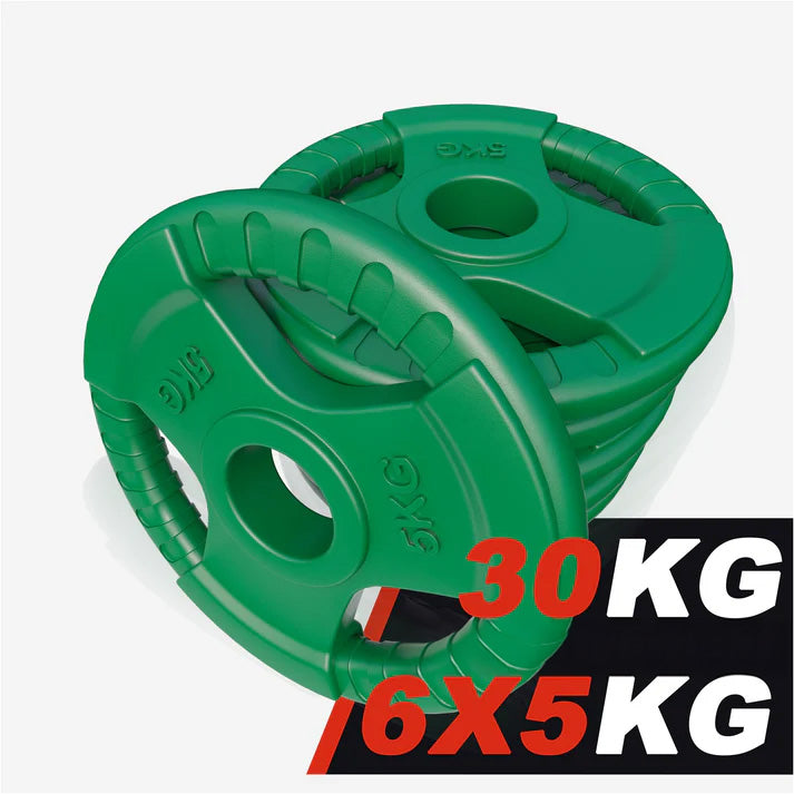 Olimpinių svorių diskų rinkinys su rankenomis 30 kg