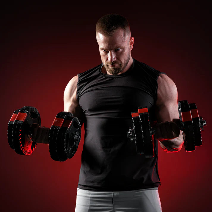 Tri Grip hantelių rinkinys 30 kg su 35 cm strypais