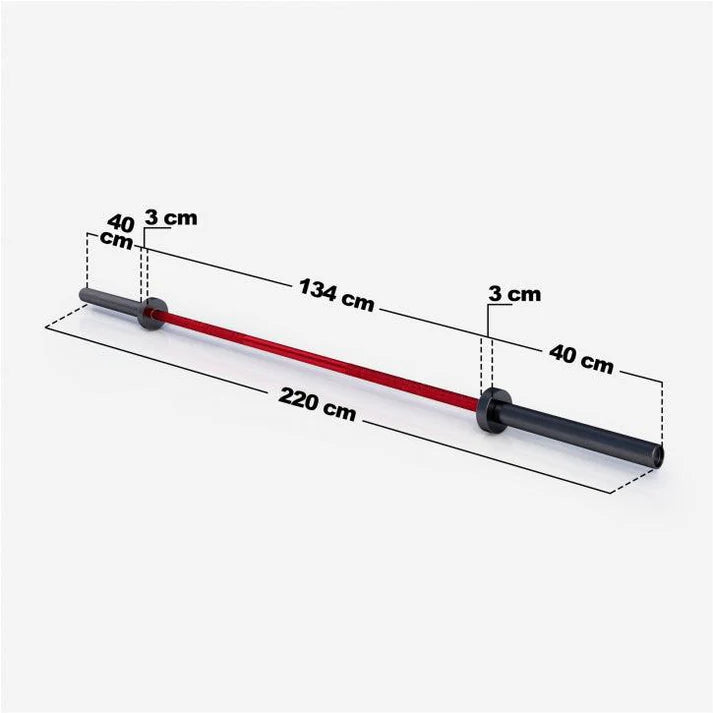 Olimpinė štanga 220 cm 20 kg raudona/juoda