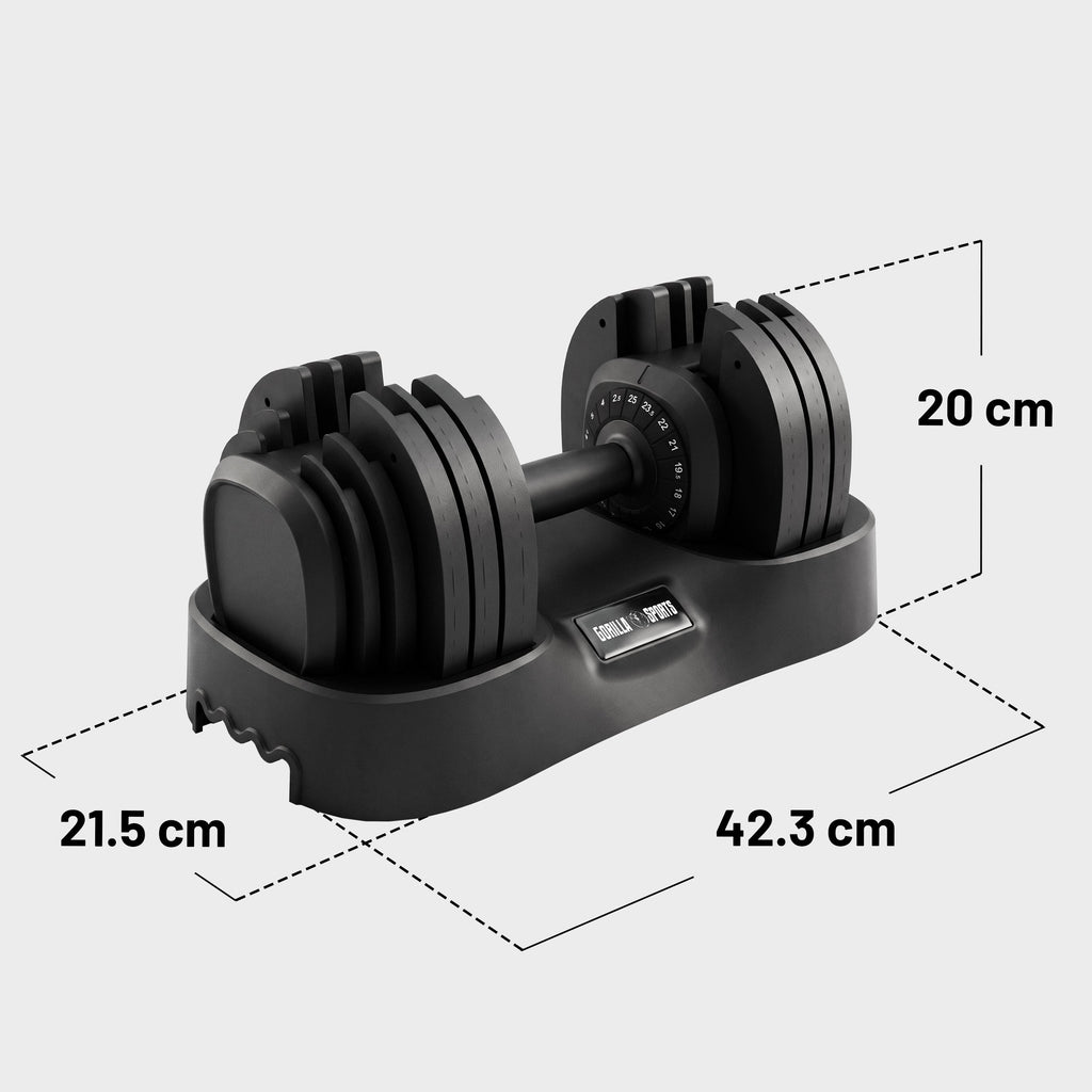 Säädettävä käsipaino 2,5–25 kg telineineen, musta