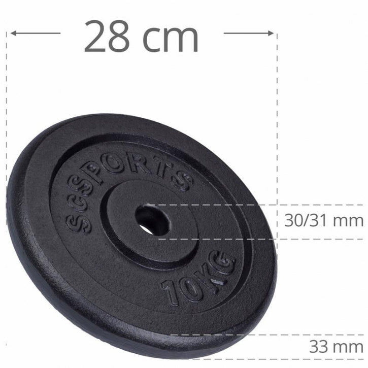 ScSPORTS ketaus svorio diskai 2 x 10 kg, 30 mm