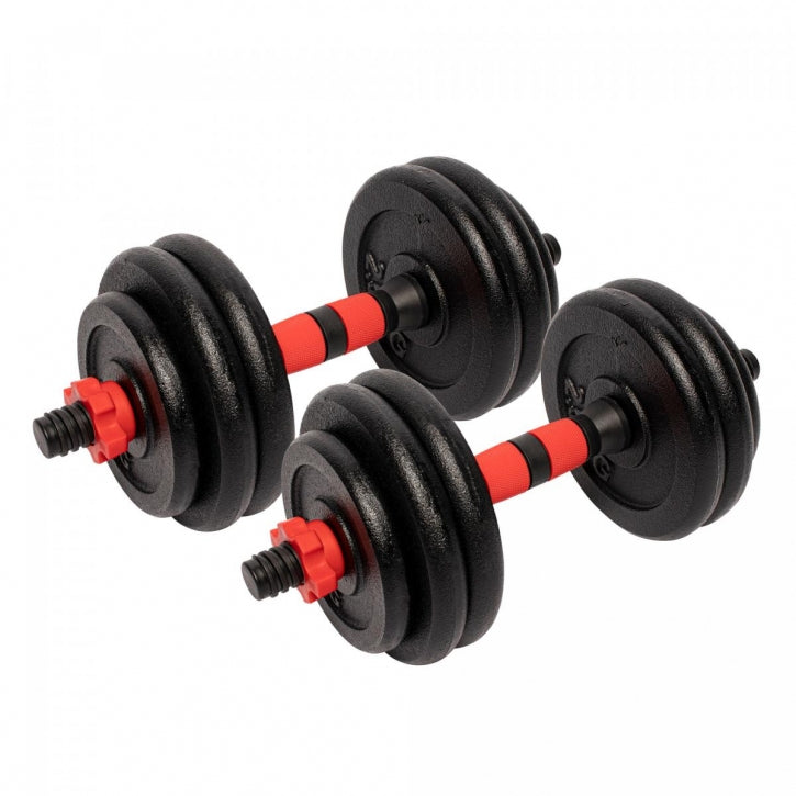 Ketaus hantelių rinkinys 25 kg su srieginiais užraktais