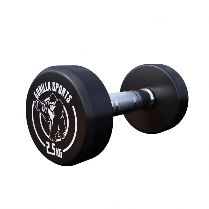 Pro fiksuoto svorio hantelių pora, dengta guma, 2,5–15 kg
