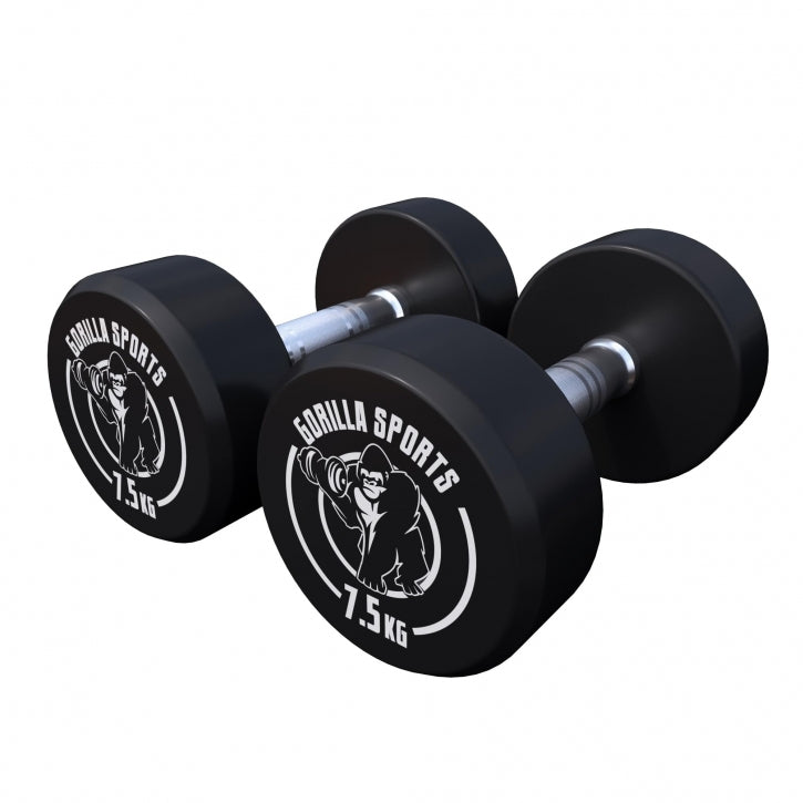 Pro fiksuoto svorio hantelių pora, dengta guma, 2,5–15 kg