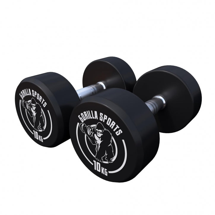 Pro fiksuoto svorio hantelių pora, dengta guma, 2,5–15 kg