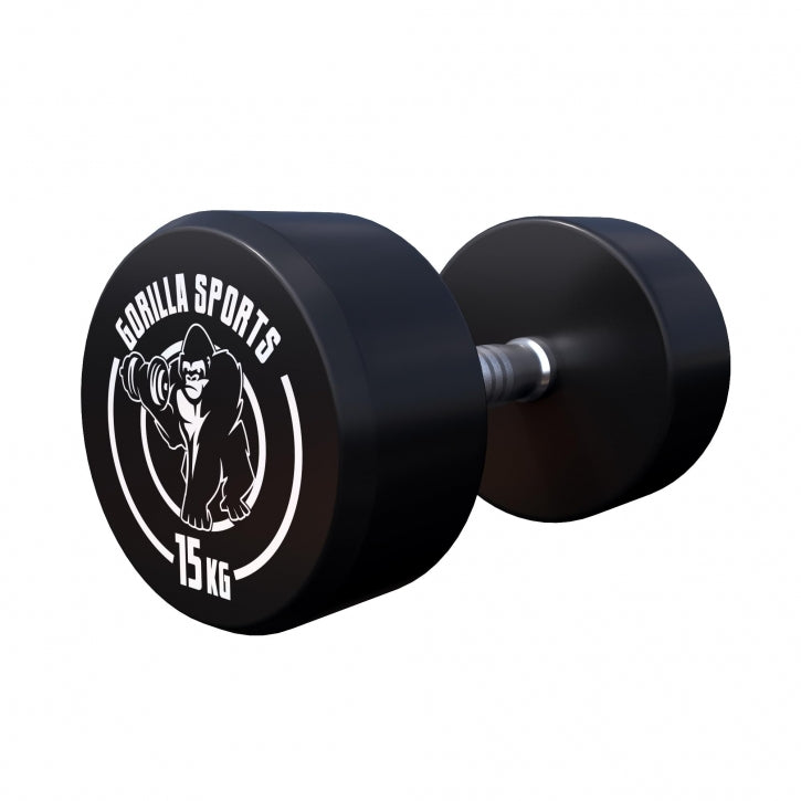 Pro fiksuoto svorio hantelių pora, dengta guma, 2,5–15 kg