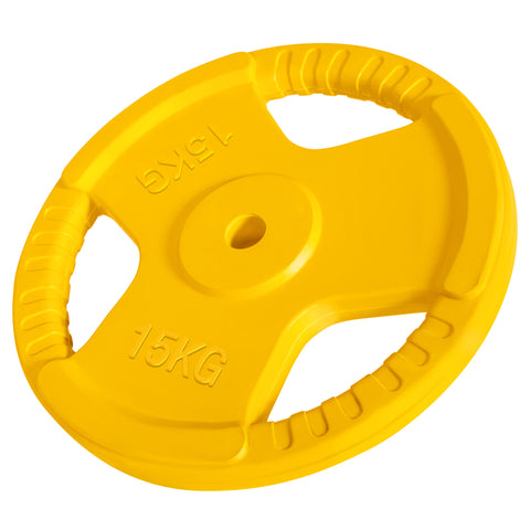 Guma dengtas svorio diskas su rankenomis 15 kg 30 mm
