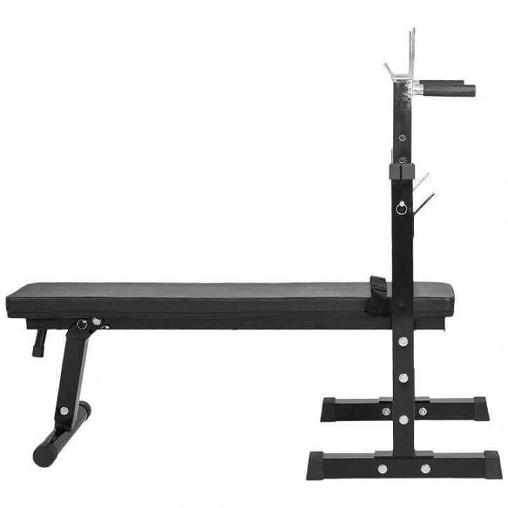 Reguliuojamas svorių kilnojimo suoliukas ir štangos komplektas 100 kg