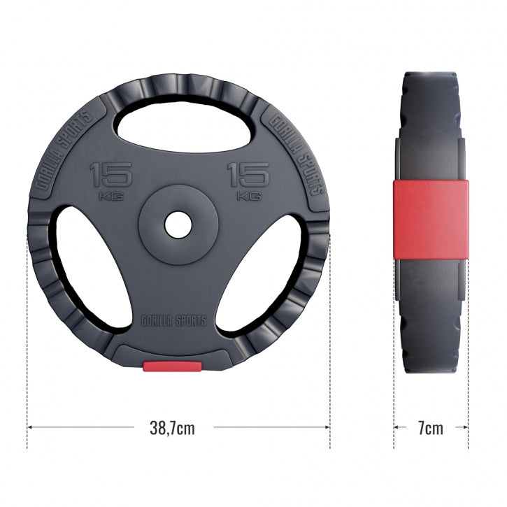 Viniliniai svorių diskai 2 x 15 kg su rankenomis, 30 mm