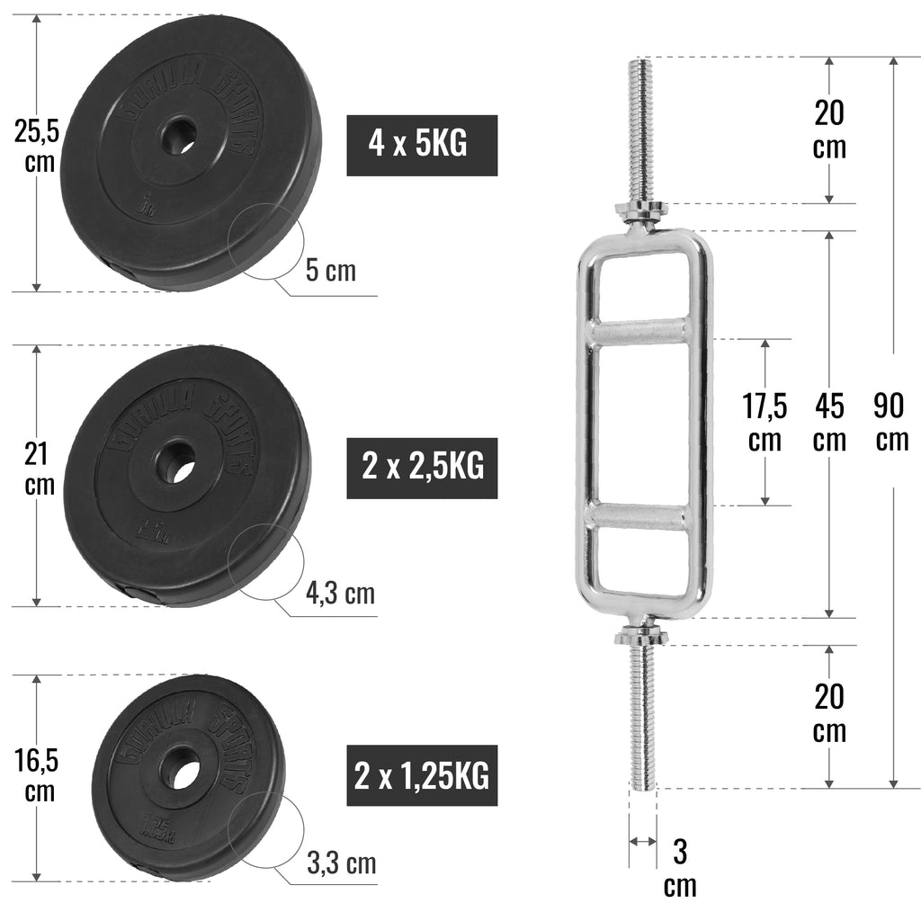 Tricepso grifo rinkinys 35 kg su viniliniais svoriais