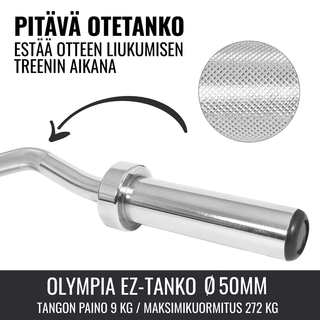 Olimpinis EZ lenktas grifas ir hantelių grifų rinkinys 75 kg