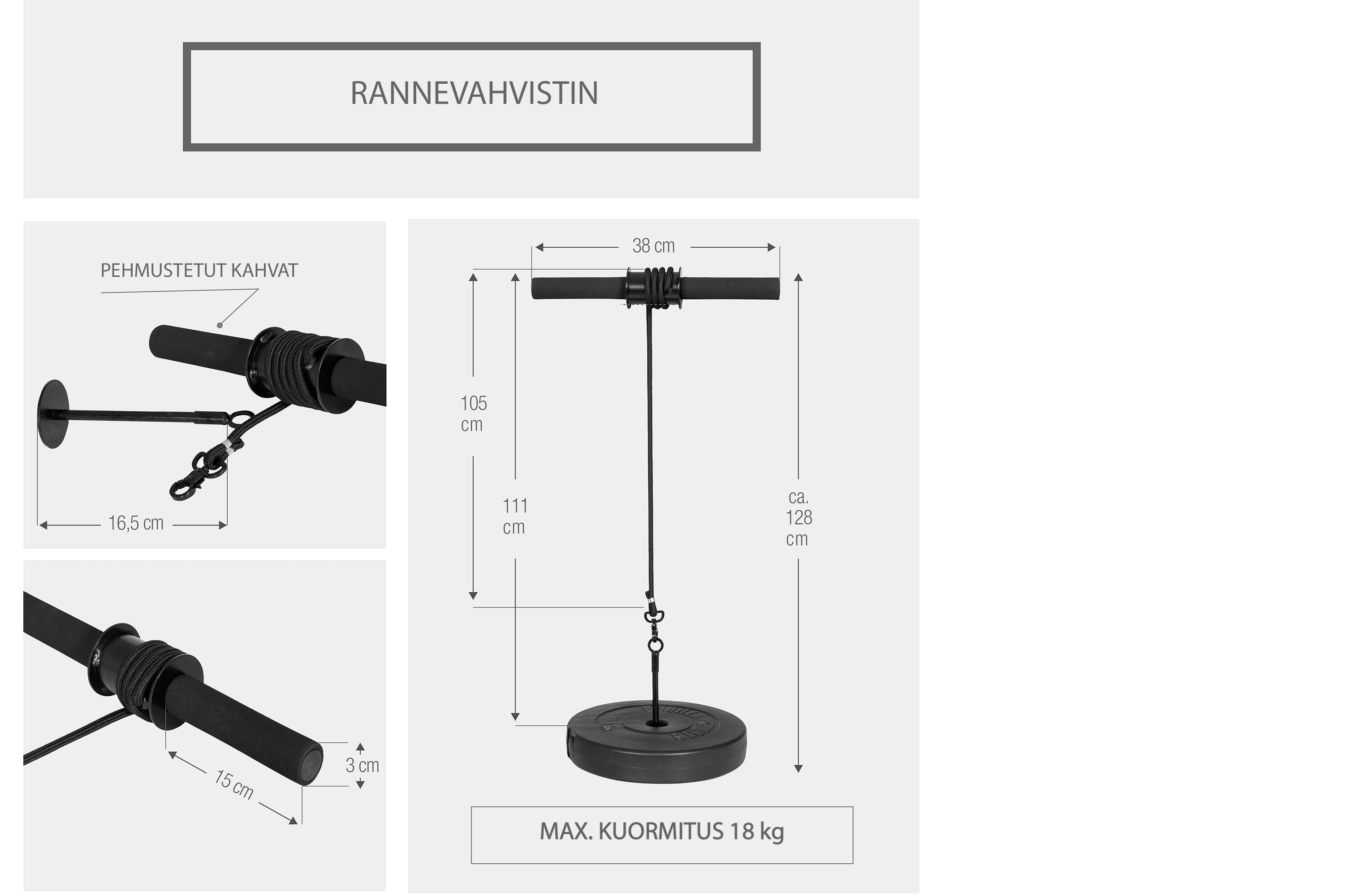 Riešo treniruoklis su svorių diskų pasipriešinimu, max 18 kg