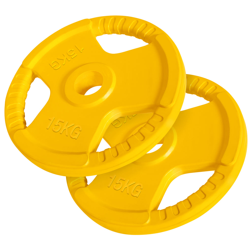 Olimpiniai Tri Grip svorių diskai 2 x 15 kg, 50 mm, geltoni