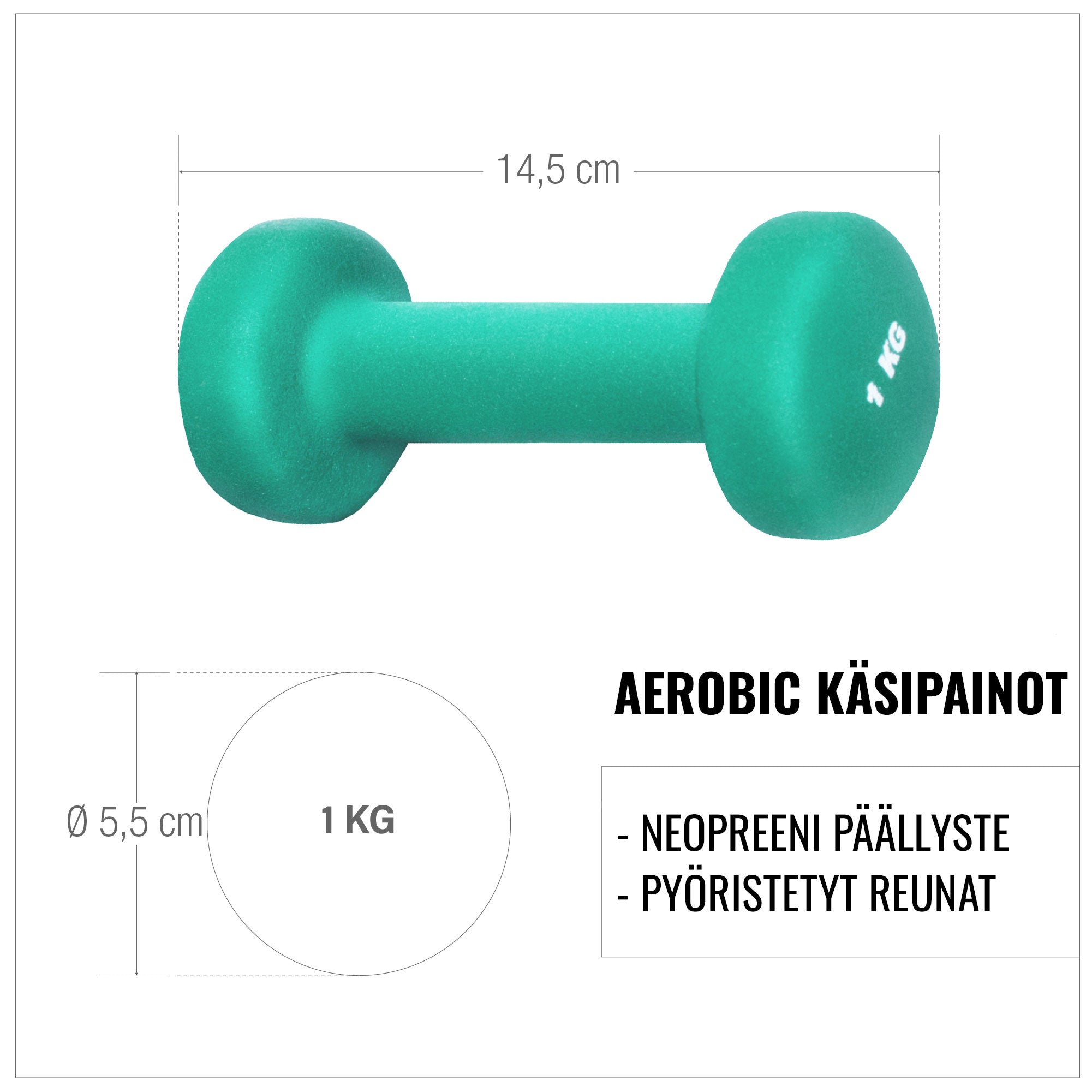 Viniliniai hanteliai su ketaus šerdimi, 2 vnt.