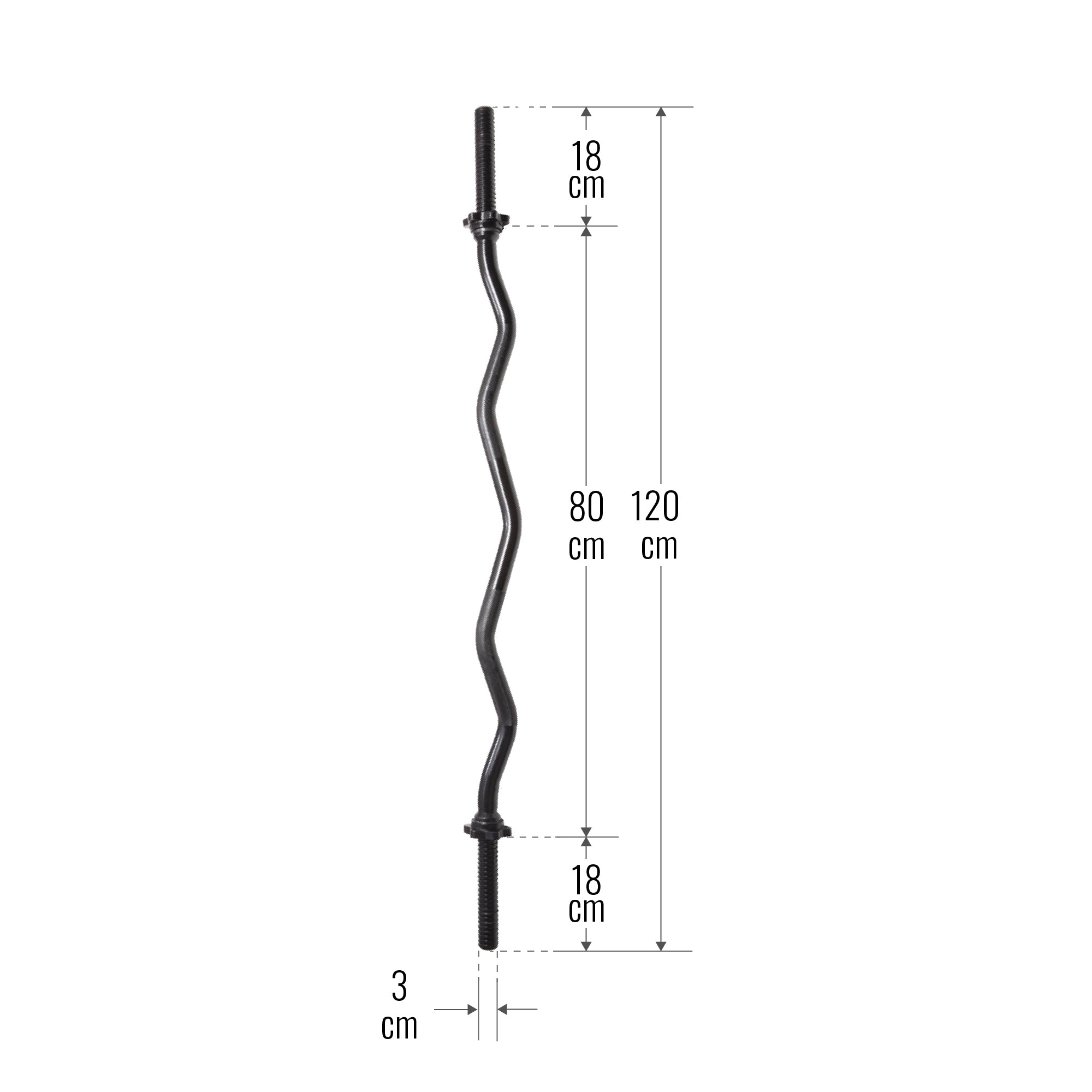 EZ bicepso grifas 120 cm su srieginiais užraktais, juodas