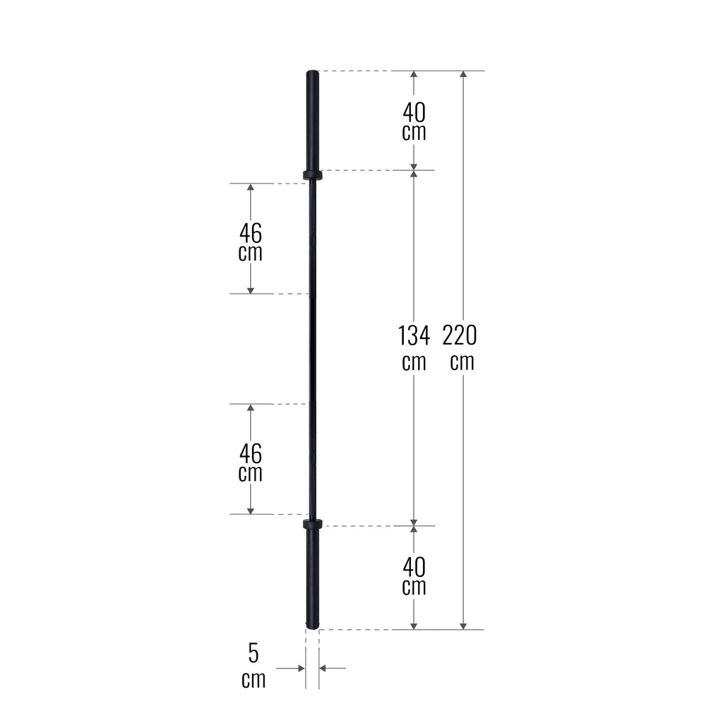 Olimpinė štanga 220 cm 20 kg, juoda
