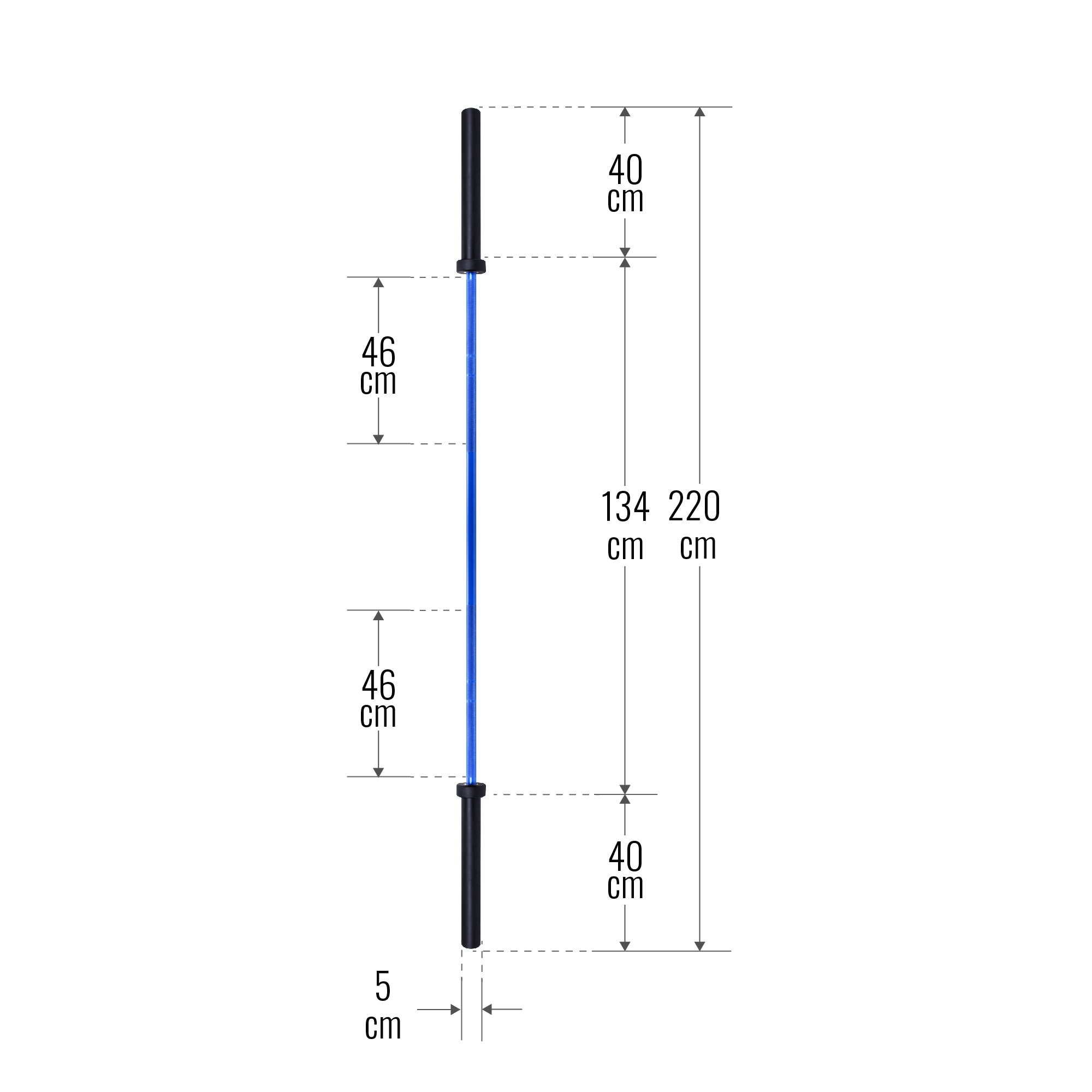 Olimpinė štanga 220 cm 20 kg mėlyna/juoda