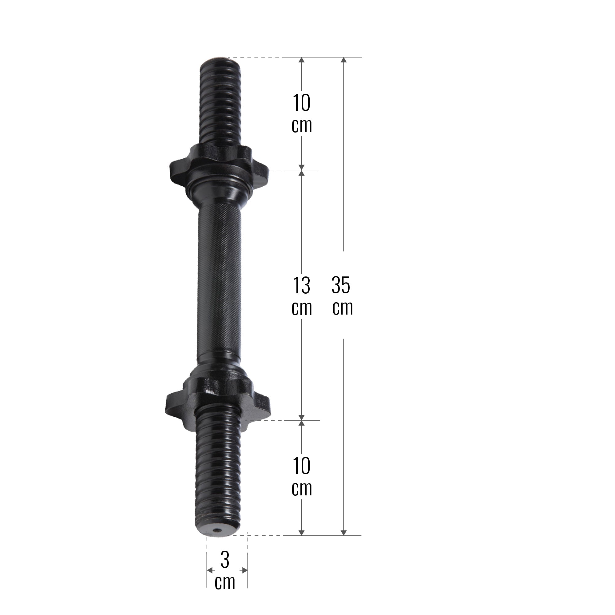 Hantelių grifas 35 cm su srieginiais užraktais, 30 mm