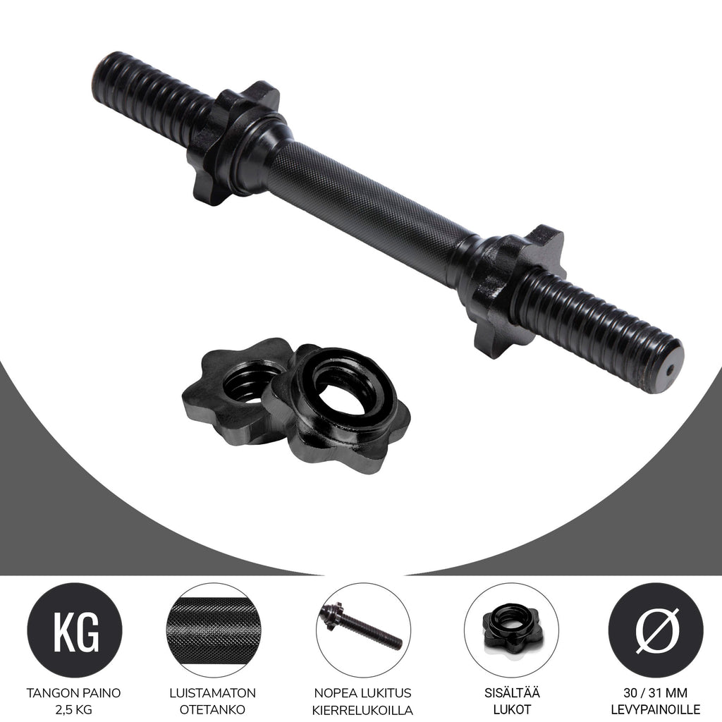 Hantelių grifai su srieginiais užraktais 30 mm, 35 cm, 2 vnt.