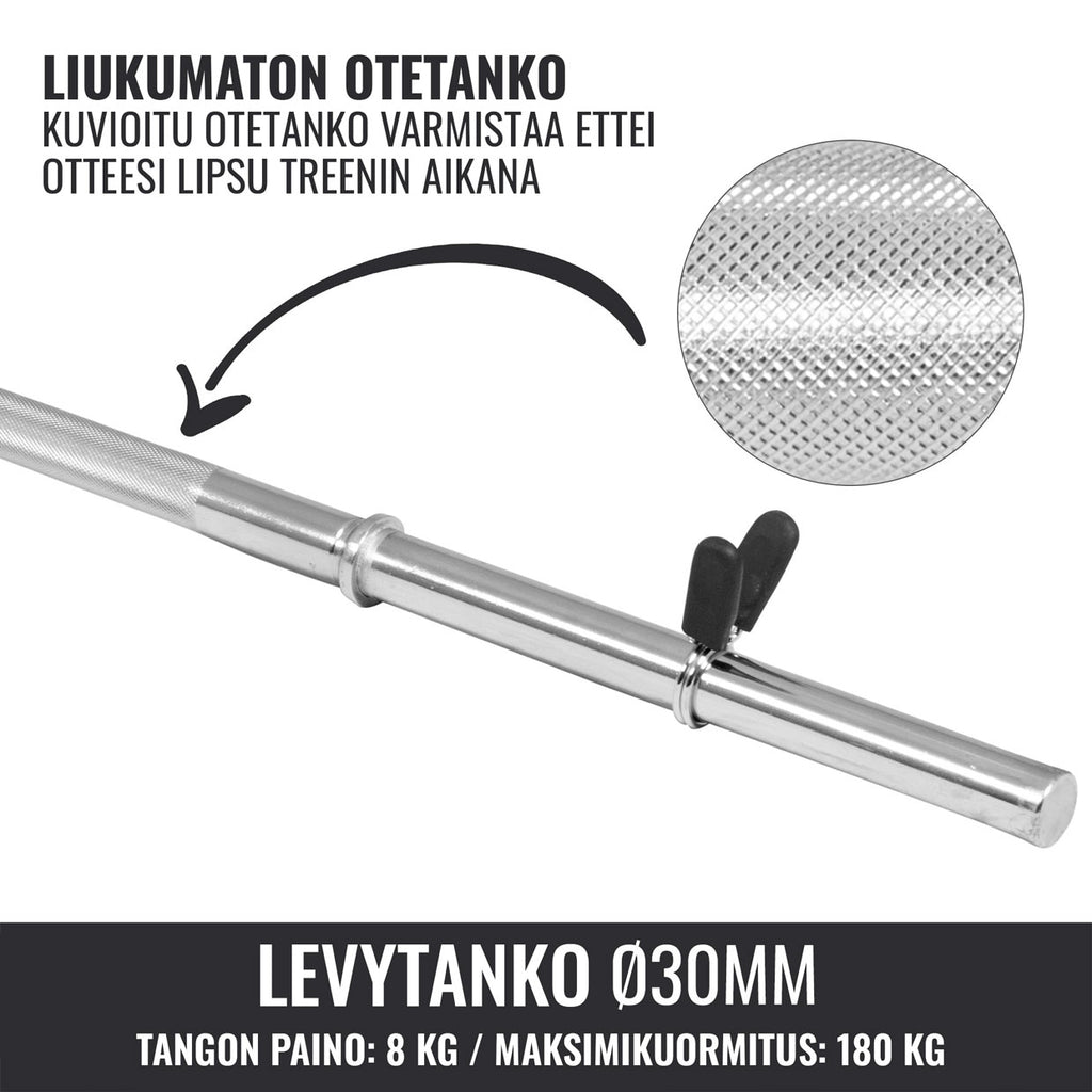 Tiesi štanga 120 cm su spyruokliniais užraktais, 30 mm