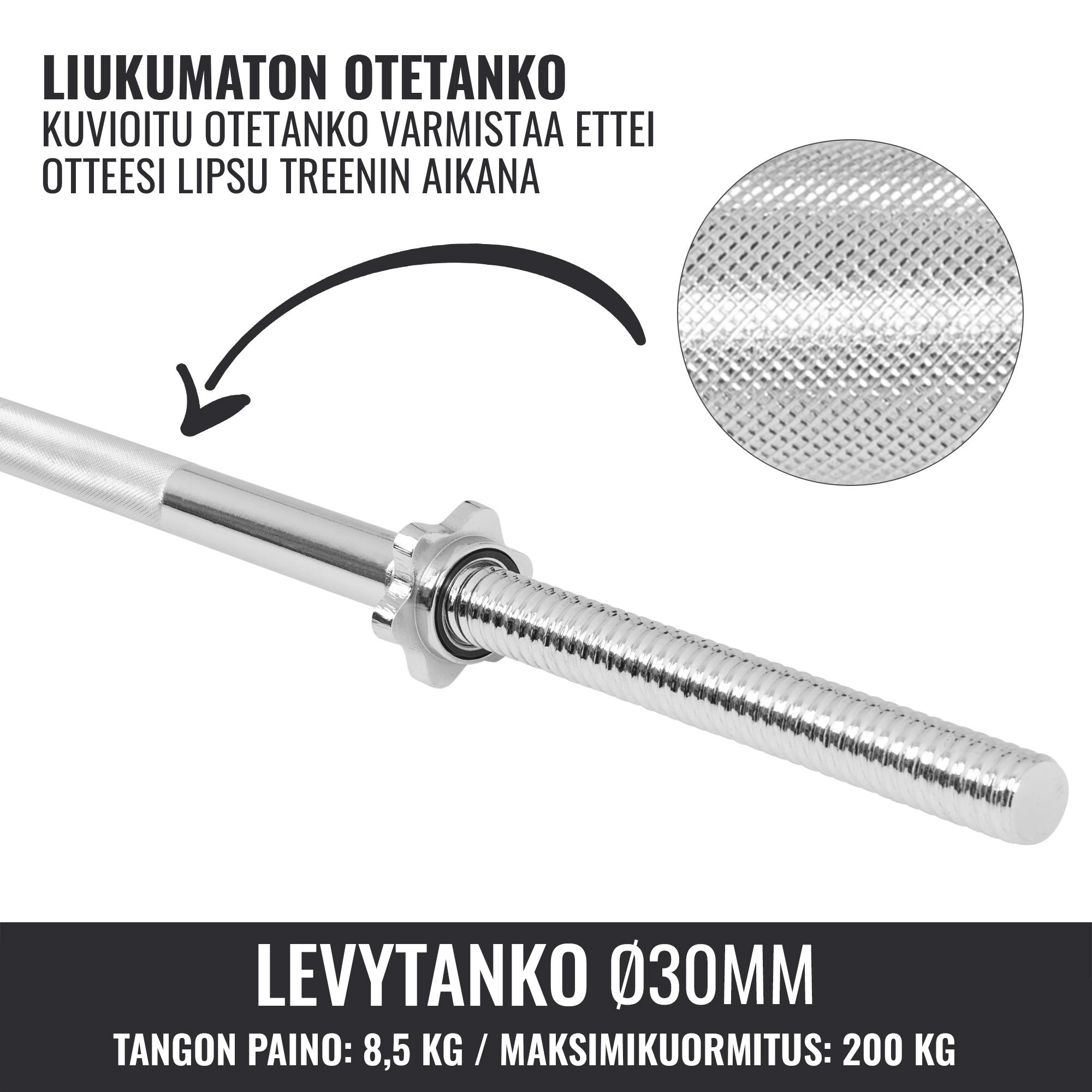 Tiesus štangos grifas 150 cm su srieginiais užraktais