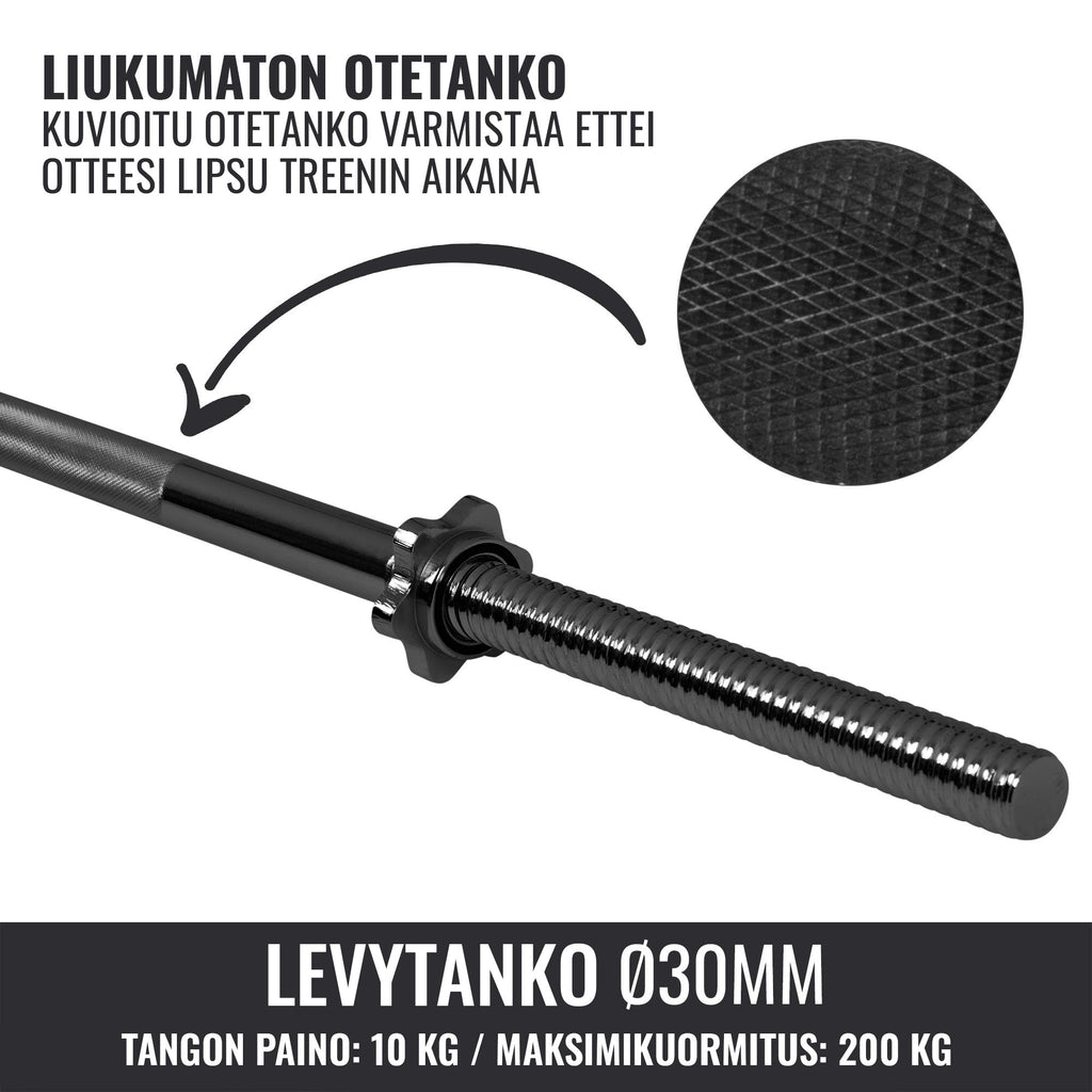 Tiesi štanga 170 cm su srieginiais užraktais, 30 mm