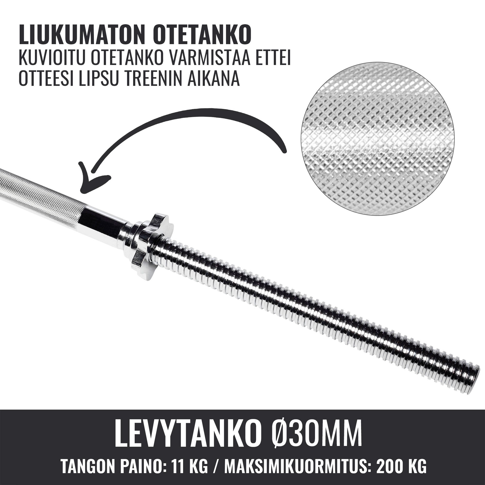 Tiesus štangos grifas 180 cm su srieginiais užraktais