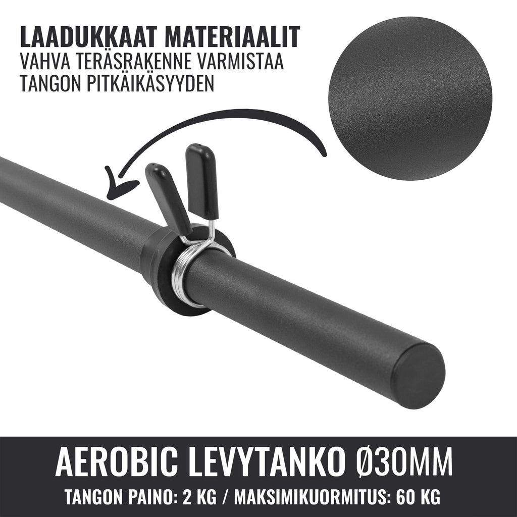 Aerobika / pump grifas 130 cm – su spyruokliniais užraktais, juodas