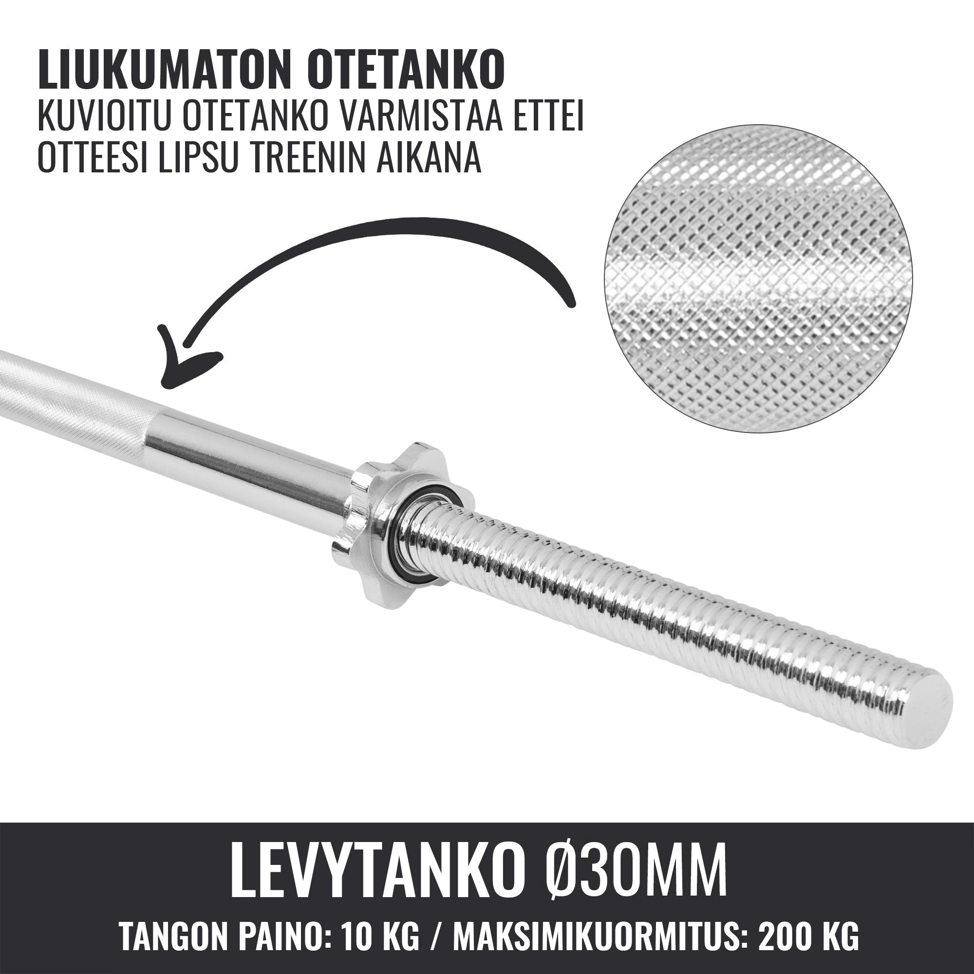 Tiesus štangos grifas 170 cm su srieginiais užraktais