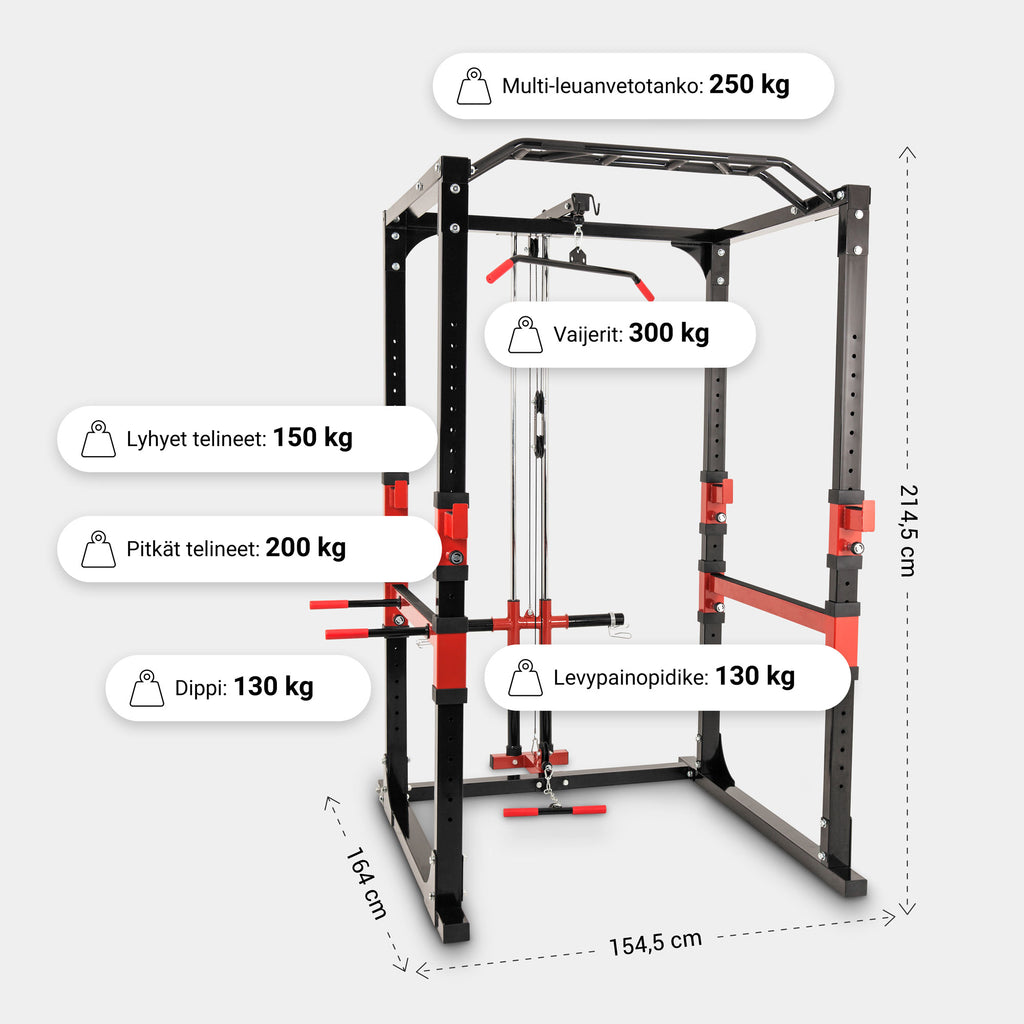 Power Rack pritūpimų narvas su apatine ir viršutine trauka