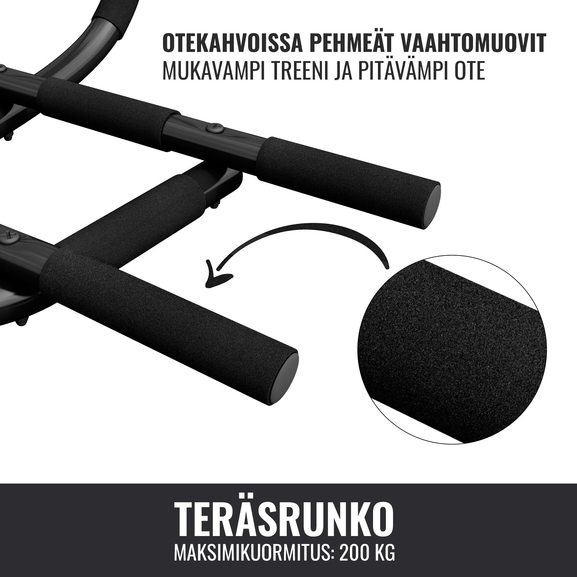 5-In-1 durų prisitraukimų skersinis su paminkštintomis rankenomis