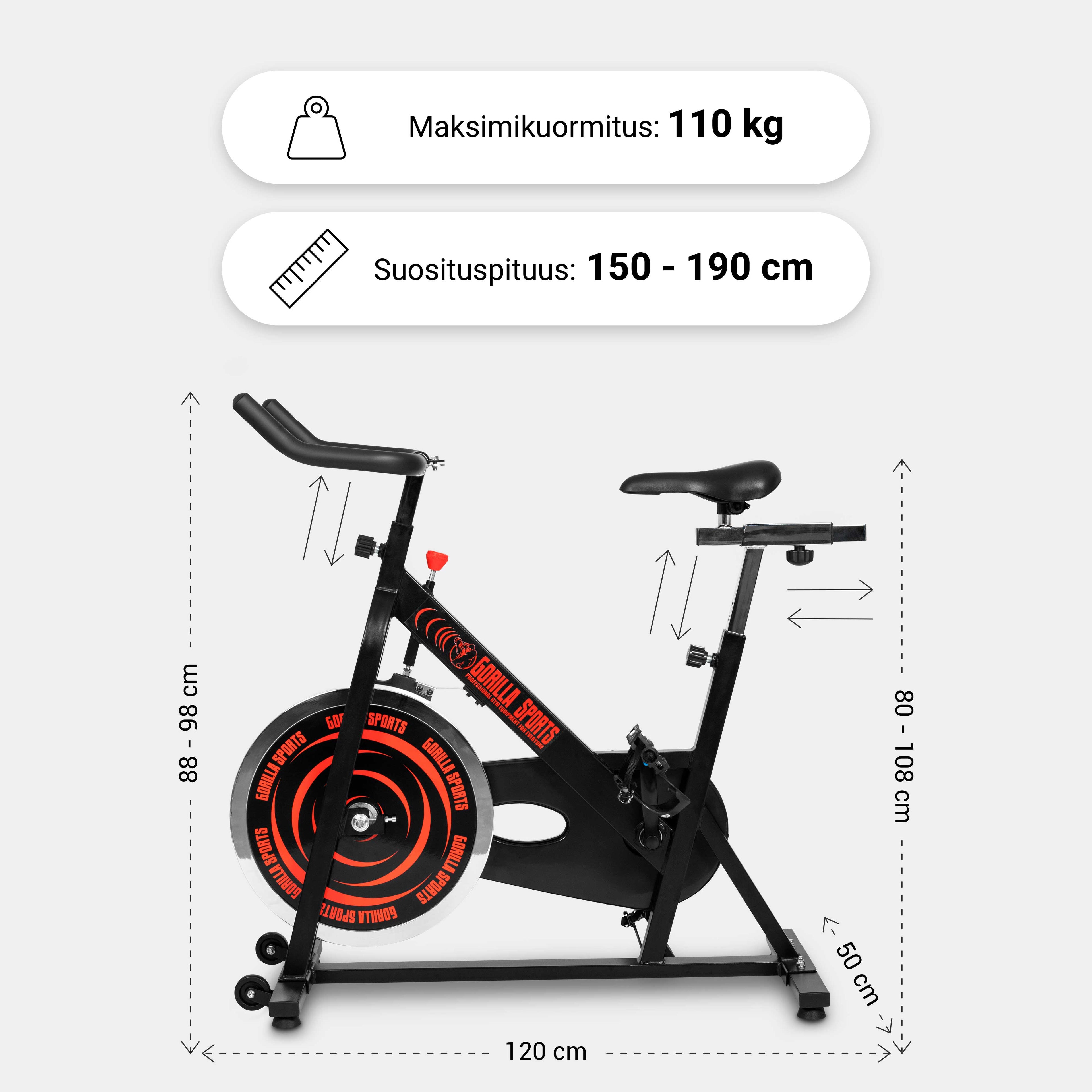 Reguliuojamas spinning dviratis su 13 kg smagračiu