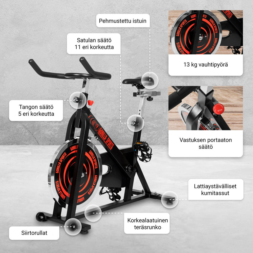 Reguliuojamas spinning dviratis su 13 kg smagračiu