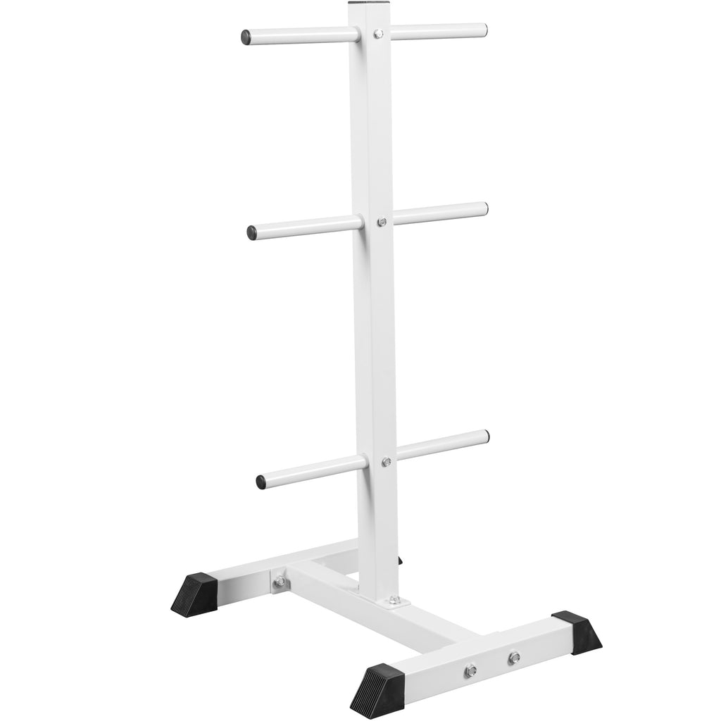 Vertikalus svorių diskų stovas 30 mm svorių diskams, baltas