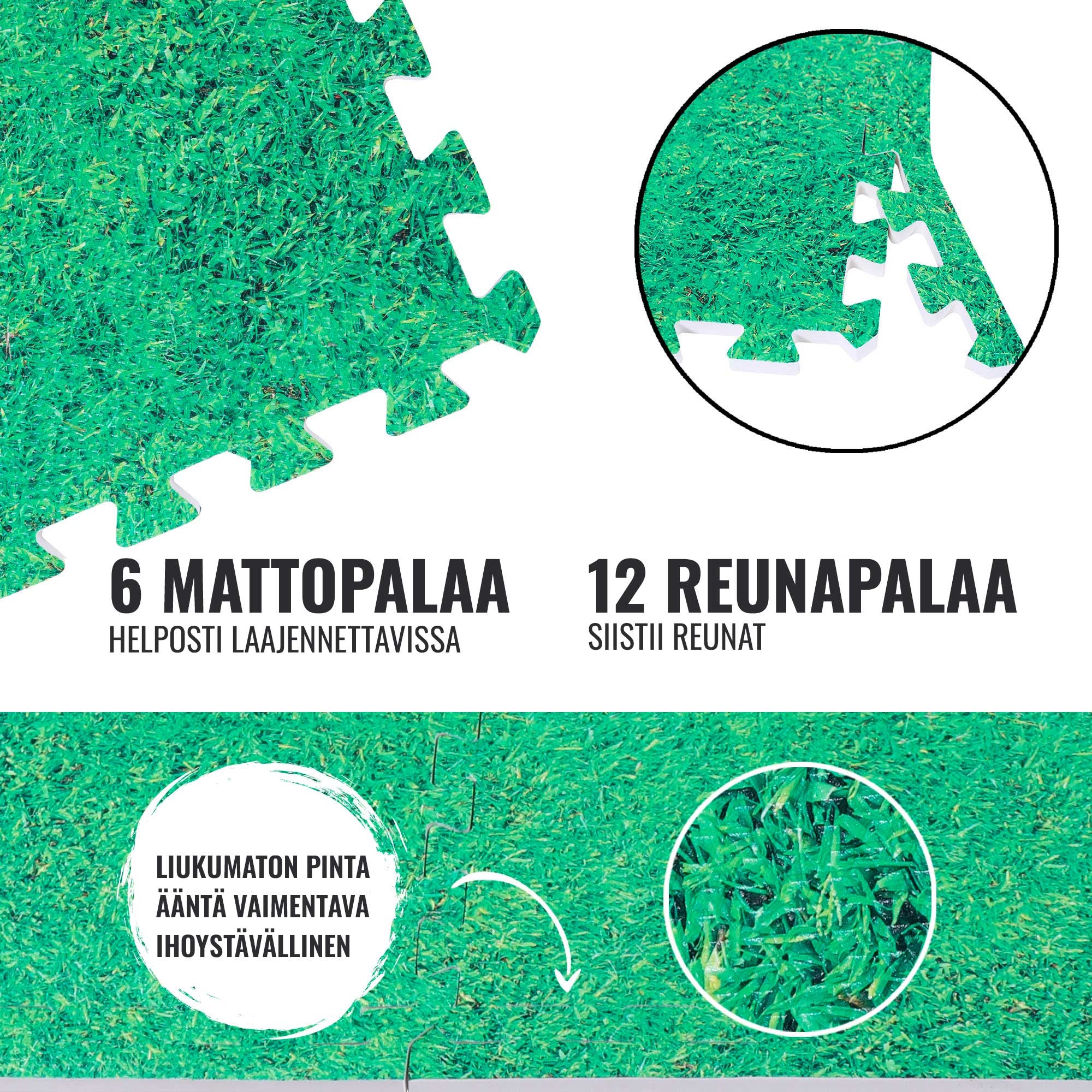 Apsauginis kilimėlis 6 dalys + 12 kraštinių dalių, žolės raštas