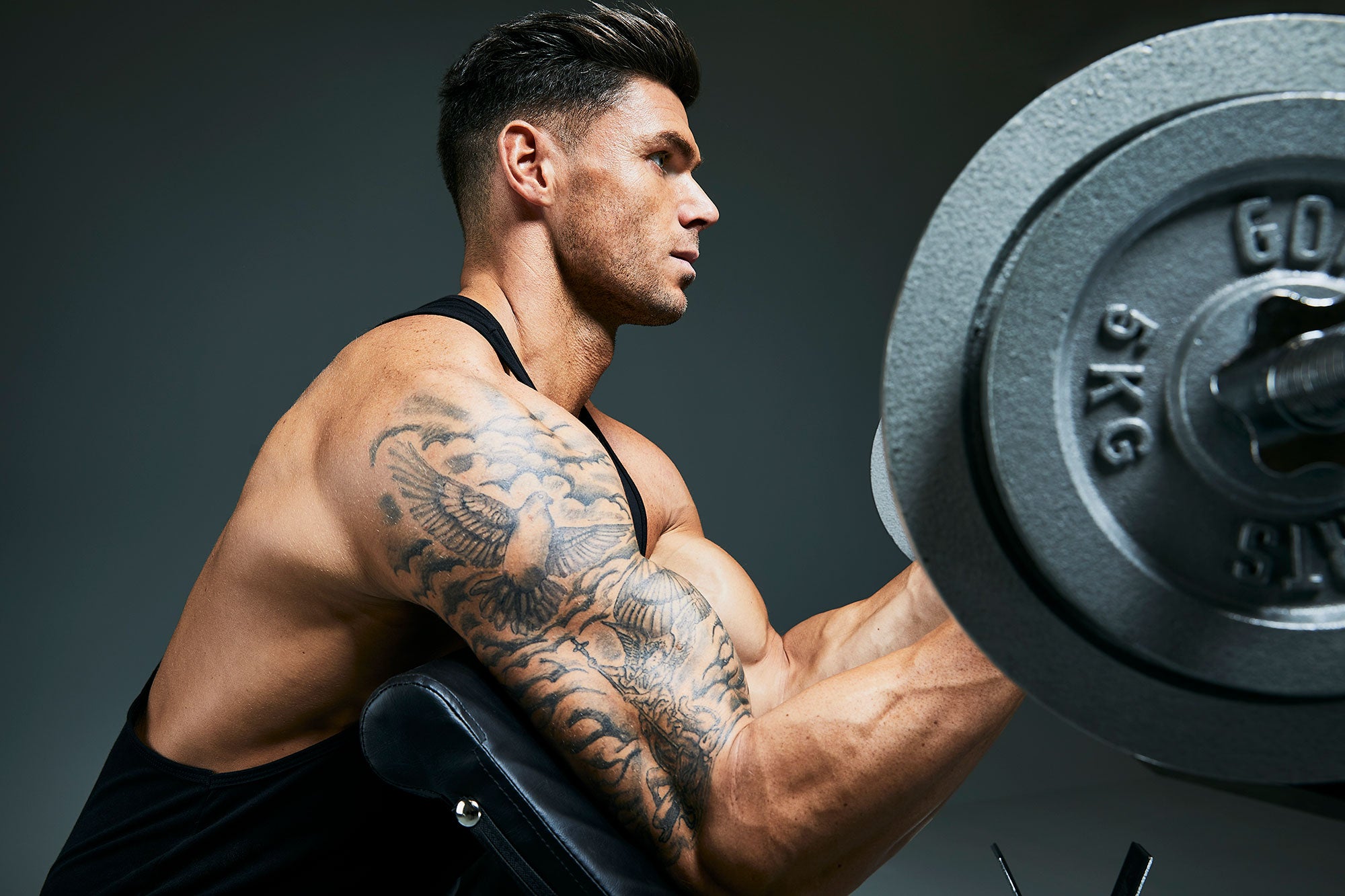 Reguliuojamas Scott suoliukas bicepso treniruotėms, baltas/juodas