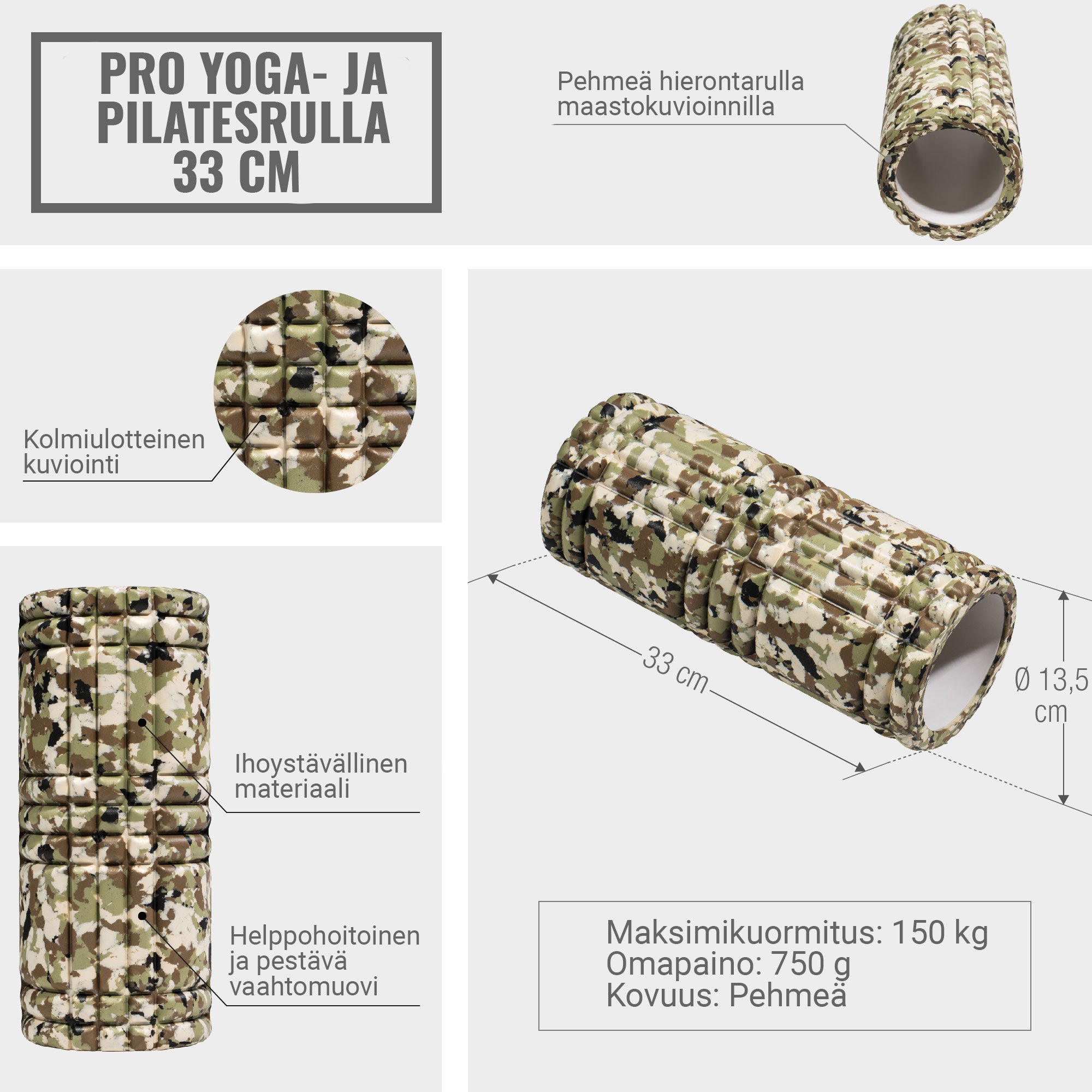 Foam Roller masažo volelis 33 x 13 cm