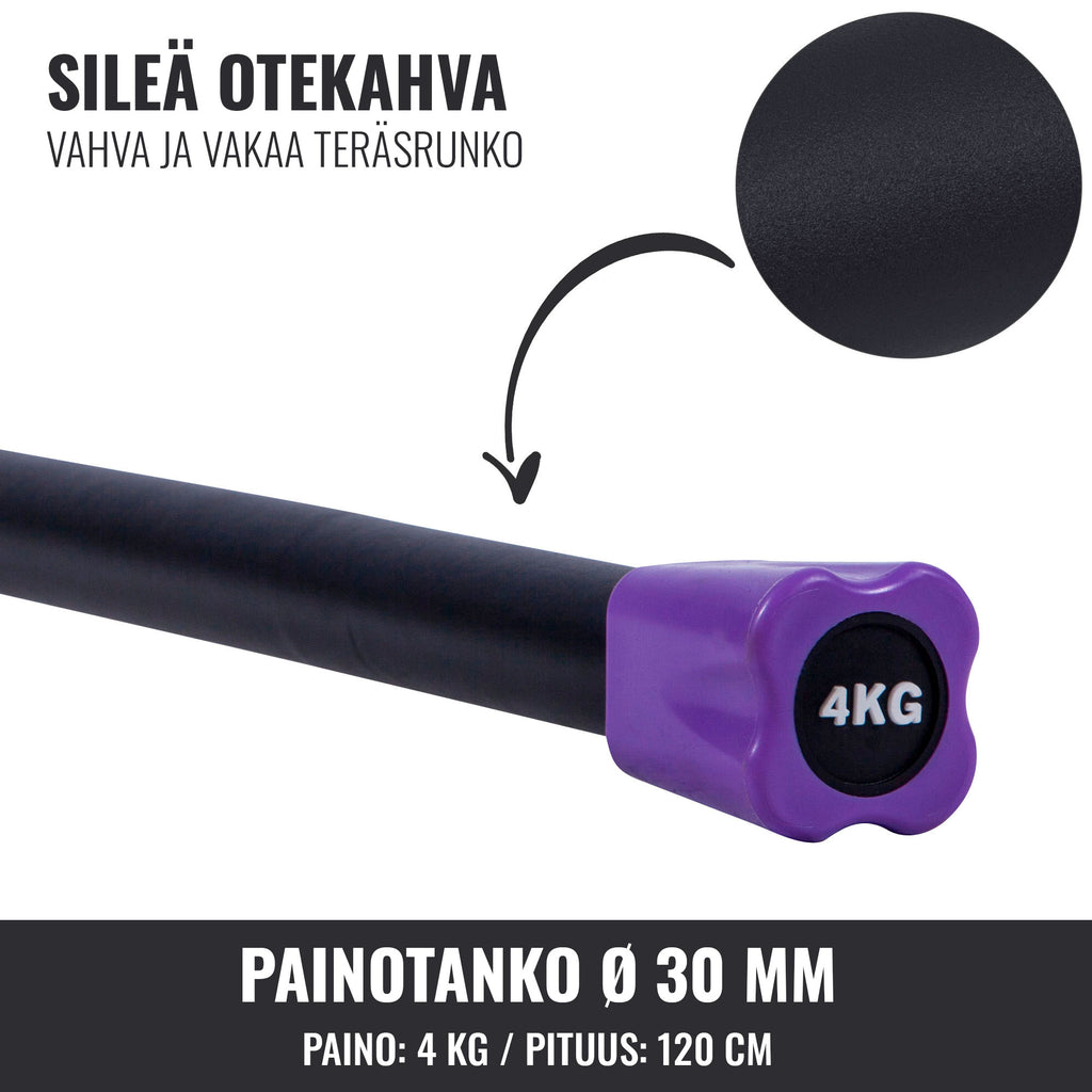 Aerobika Bar 1–10 kg – fiksuoto svorio grupinių treniruočių štanga