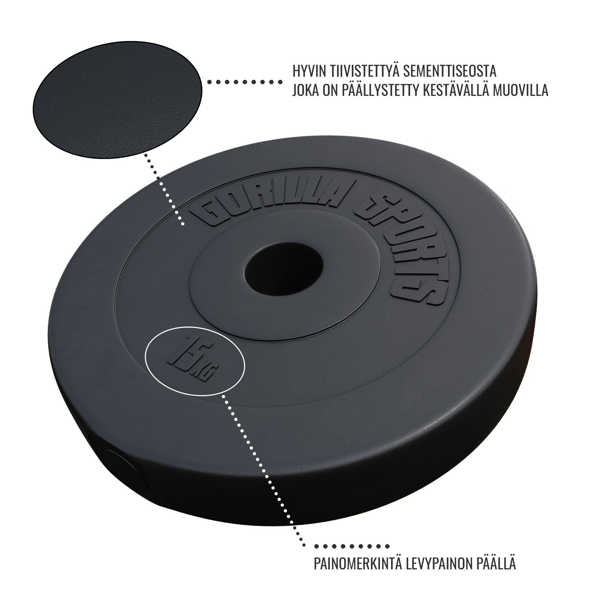 Vinilu dengtas svorio diskas 15 kg 50 mm